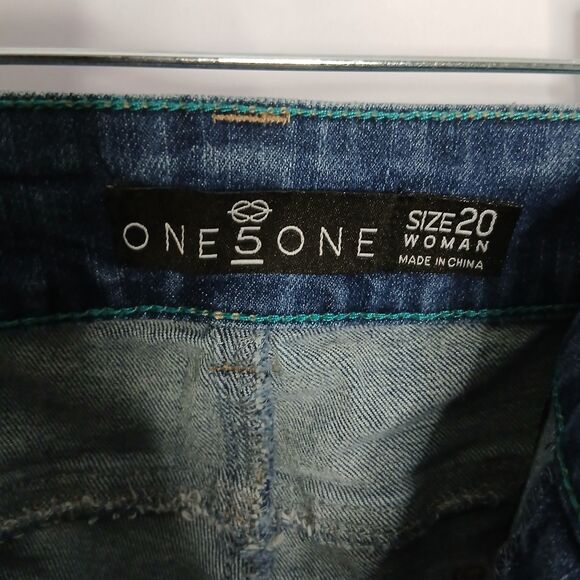 one 5 one Distressed Button Fly Jeans High Rise Stretch Womens Plus Size 20W - Picture 7 of 7